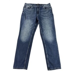 KENNETH COLE Jeans Mens 38X32 Blue Denim Relaxed Fit Distressed Wash Straight